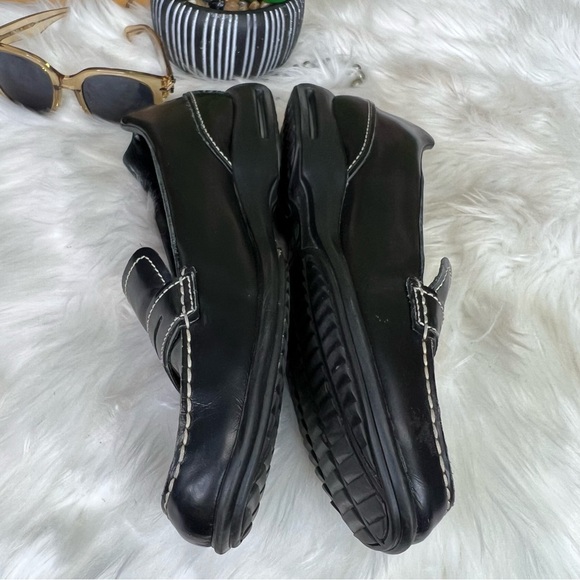 ROMEO PACINI Elegant Black Loafers with White Detailing, 10B - Picture 6 of 8